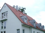 Neubau-Dach: Ziegeleindeckung und Gauben aus verzinktem Blech